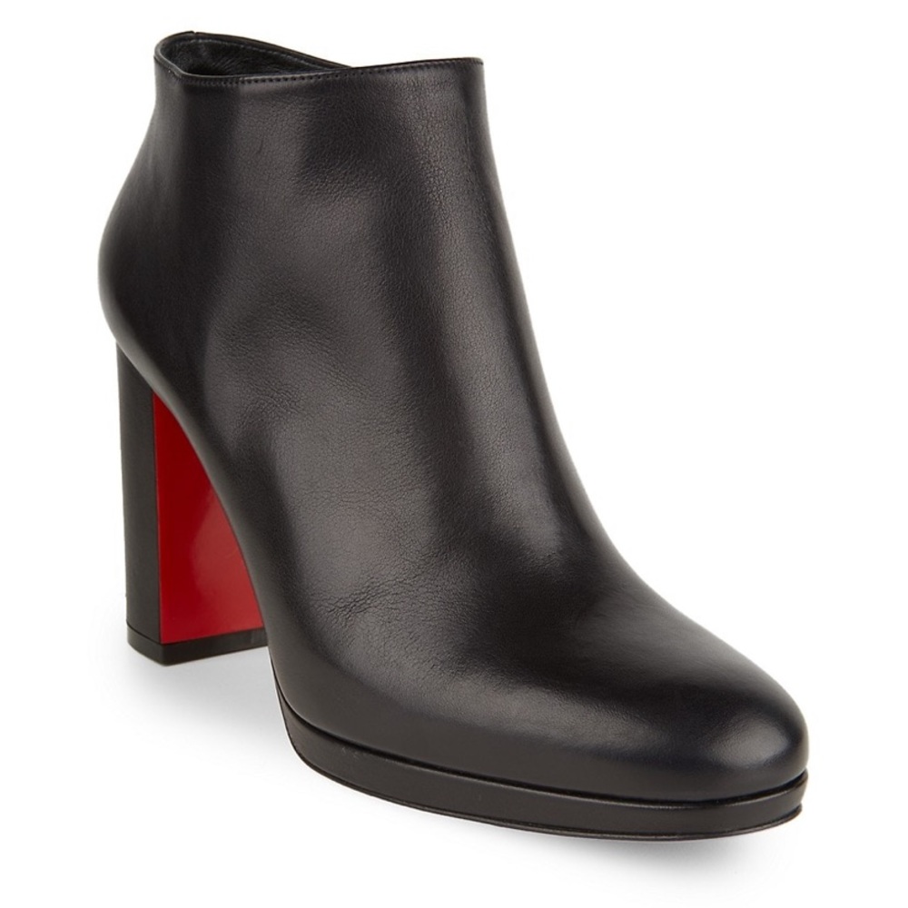 New Louboutin Pasteur Leather Ankle Boots Black 39